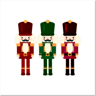 Dark Tones Colorful Trio of Christmas Nutcrackers / Toy Soldiers Posters and Art